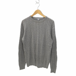 ユニクロ UNIQLO コットン カシミヤ クルーネック セーター M LIGHT GRAY ライトグレー 351-137012 メンズ