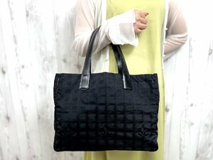 極美品 CHANEL シャネル ニュートラベルライン ココマーク トートバッグ ショルダー バッグ ナイロンキャンバス×レザー 黒 A4可 75102Y