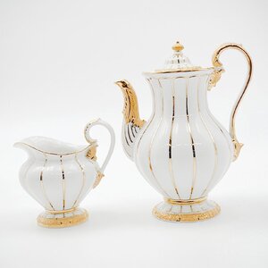 1円～ Meissen マイセン Xフォーム ホワイト 金彩 コーヒーポット/クリーマー 計2点 05-3287240