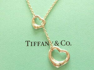 65036★TIFFANY&Co. ティファニー ダブル オープンハート ラリアット ネックレス シルバー 925 保護袋 元箱つき★