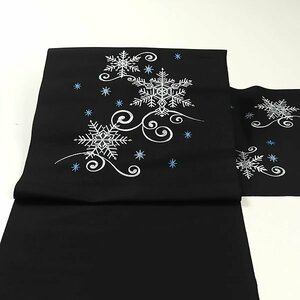 【和遊館】ONH2045　仕立付！西陣織刺繍入り九寸名古屋帯　クリスマス　雪の結晶