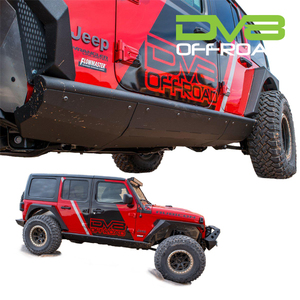 DV8 OFFROAD 正規品 ボートサイド ロックスライダー 1台分 左右セット ロゴ入 スチール製 マットブラック ジープ JL ラングラー 4ドア車用