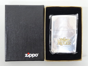 新品 未使用品 2002年製 ZIPPO ジッポ Roots coffee ルーツ コーヒー 立体 メタル貼り シルバー 銀 オイル ライター USA 懸賞品