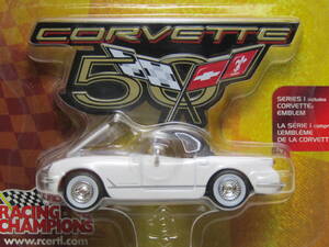 Chevrolet Corvette シボレー 1953 C1 コルベット 1/64 シェビー 50周年 白 プレート付き未開 リアルライダー 2003年:Racingchampions50th 