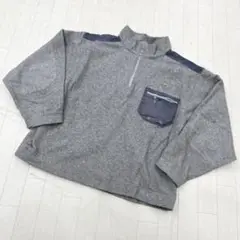 ゆ92★ LACOSTE フリース プルオーバー ジップネック グレー メンズ