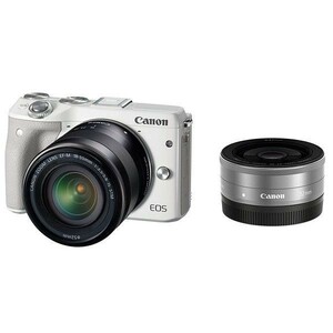 中古 １年保証 美品 Canon EOS M3 18-55mm 22mm ダブルレンズキット ホワイト