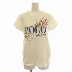 ポロ ラルフローレン POLO RALPH LAUREN Tシャツ 半袖 花柄 ステッチ ロゴ S オフホワイト 白