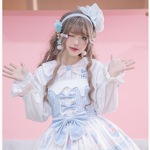 ロリータ 長袖 ブラウス 春夏 レース レディース トップス ハート柄 ホワイト パステルカラー ロリィタ Lolita甘ロリ 新作 かわいい 姫