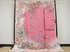 平和屋-こころ店■極上　色打掛　駒刺繍　花鳥文　暈し染め　金彩　正絹　逸品　AAAH0823Abr