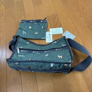 レスポートサック ショルダーバッグ 7520 U057 CLASSIC HOBO BREED OF DOG LESPORTSAC ポーチ付き 犬 緑 グリーン ポシェット サコッシュ