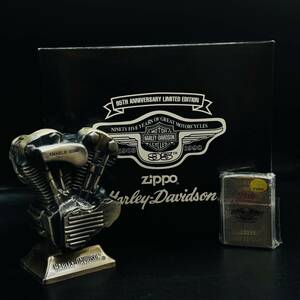 ZIPPO 台座付 HARLEY DAVIDSON ハーレーダビッドソン 1997年製 KNUCKLE HEAD台座95th オイルライター 廃版 激レア No.2383 未使用 1円出品