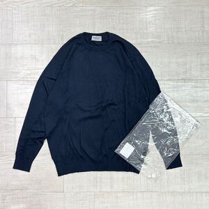 未使用 JOHN SMEDLEY ジョンスメドレー SEA ISLAND COTTON KNIT シーアイランドコットン 長袖 クルーネック ニット ネイビー 系 L 701