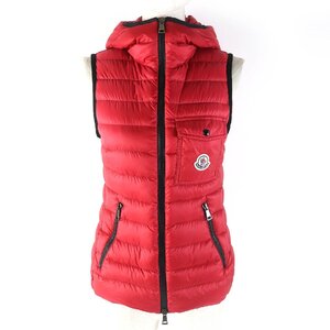 極美品△MONCLER モンクレール 20AW GLYCO グリコ ロゴワッペン フード付 軽量 ボーダーキルティング ダウンベスト 00 正規品 レディース