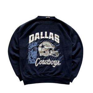 【USA製】 90s TULTEX タルテックス スウェット トレーナー メンズ L 紺/ネイビー NFL ダラス・カウボーイズ プリント アメリカ製 古着