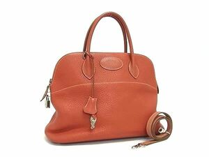 1円 ■極美品■ HERMES エルメス ボリード35 トリヨンクレマンス 2WAY ハンドバッグ トート ショルダー □O刻印 レッド系 BK3539