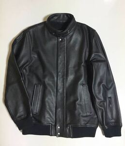 SOPHNET. LEATHER STAND COLLAR JACKET 新品 XL BLACK ソフ レザー スタンド ジャケット ブルゾン ソフネット BLOUSON ブラック 革 黒