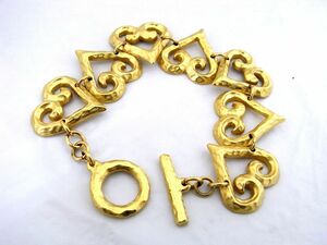 1000円スタート ブレスレット Yves Saint Laurent イヴサンローラン YSL ハート ゴールド ヴィンテージ レディース アクセサリー 10 D①919