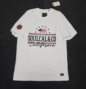 新品　SoulCal & Co　ホワイト　半袖Tシャツ　綿　カリフォルニア　白　刺繍　サイズL