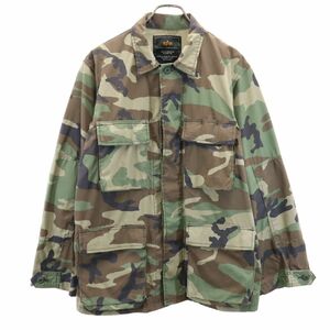 アルファインダストリーズ カモフラ柄 長袖 ミリタリージャケット M カーキ系 ALPHA INDUSTRIES INC ミリタリー メンズ