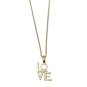 9万新品◆SAINT LAURENT 真鍮イエローゴールドメタル LOVEレタリングモチーフペンダントトップ ネックレス