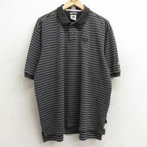 XL/古着 アディダス adidas 半袖 ブランド ポロ シャツ メンズ ダッジ 大きいサイズ 黒他 ブラック ボーダー 24jul05 中古 トップス