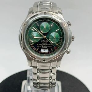 SEIKO ALBA CARIB N944-6B00 稼働品 メンズ 腕時計 セイコー アルバ カリブ アラーム クロノグラフ 日本製 クォーツ ALARM CHRONO 緑文字盤