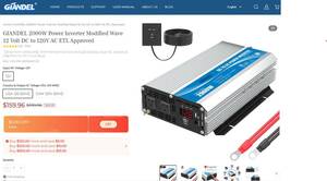 GIANDEL　2000W　インバーター　DC12V GIANDEL 2000W Power Inverter Modified Wave 12 Volt DC【箱、電源コード、遠隔スイッチ無し】