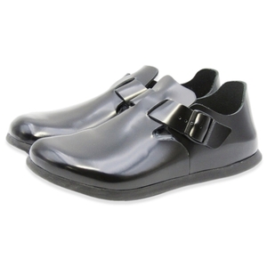 美品 BIRKENSTOCK ビルケンシュトック 43 LONDON BS 1014640 ロンドン エナメルレザー パテント クロッグ サンダル SHINY BLACK 22001340