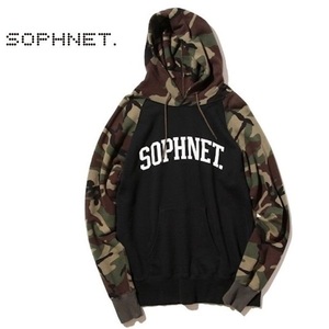 新品 送込★定価2.5万★SOPH. ソフ SOPHNET. ソフネット★CAMO カモフラ 迷彩 アーチロゴ ラグラン プルオーバー フーディ HOODIE パーカー