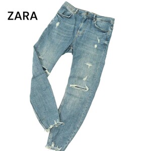 ZARA ザラ マン ダメージ&USED加工★ ストレッチ スキニー デニム パンツ ジーンズ Sz.30　メンズ　A4B02844_6#R