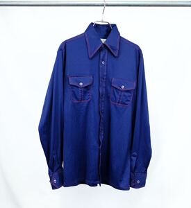 【1970s】JCPenney ステッチングポリシャツ　ジャージ　古着　USA製　海外仕入れ　アート　デザイン　ヒッピー　ウエスタン