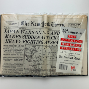 50th Anniversary　WWⅡ JAPAN ATTACKS PERL HARBOR Decenber 7,1941　The New York Times 復刻版　1991年　＜クリックポスト＞