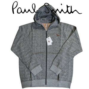 新品 ポールスミス Paul Smith 裏起毛 ジップアップ LL トレーナー マルチストライプ ダックスフンド チャコール杢 ラウンジウェア 秋冬