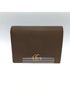 GUCCI◆2つ折り財布/レザー/BEG/無地/レディース/456126//