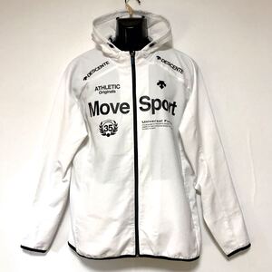 DESCENTE MOVE SPORT/デサントムーブスポーツ☆ジャージ☆パーカー☆軽量/ストレッチ/ジャケット/白×黒/大きめサイズ/XO