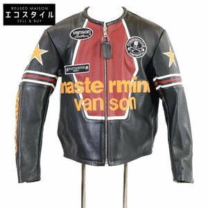 新品/ mastermind マスターマインド ｘVANSONバンソン MW24S-BL102-012-M STAR JACKET ライダース ジャケット 46 ブラック メンズ