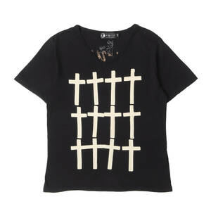 HYSTERIC GLAMOUR ヒステリックグラマー Tシャツ サイズ:M 00s Andy Warhol クロス グラフィック バッグロゴ Vネック Tシャツ ブラック