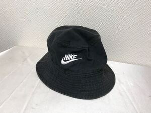 本物ナイキNIKEキャンバスロゴ刺繍ハット帽子キャップボウシハンチングメンズレディースアメカジワーク黒ブラックM