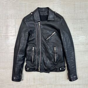 14ss 2014 希少 BALMAIN バルマン ラム レザー ダブル ライダース ジャケット JACKET T245 C301 アーカイブ BLACK ブラック サイズ 44 701