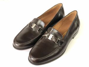 未使用品|フェラガモ|Salvatore Ferragamo|7.5 EE|25.5㎝|ヴァラローファー|濃茶|メンズ|ビジネスシューズ|k1198