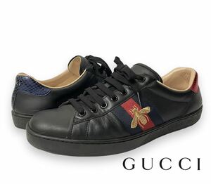 GUCCI Ace Bee グッチ エース ビー エンブロイダリー ローカット レザー スニーカー メンズ シューズ 蜂刺繍 革靴 イタリア製 正規品