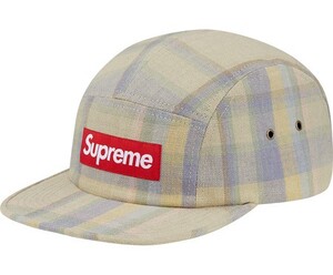 希少★新品本物【TAN】★Plaid Linen Camp Cap プレイド リネン キャンプ キャップ 正規店購入 激レアモデル 限定品 Supreme 2014S/S