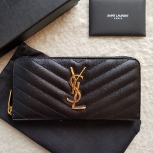 新品 SAINT LAURENT サンローラン モノグラム ラウンドファスナー 長財布 Black/Gold 358094BOW011000