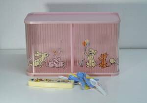 ■ 昭和雑貨　プラ製　ピンク色　かわいい動物文様の蛇腹式収納ケース　アコーディオンボックス おままごと ■