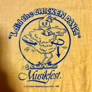 希少 USA製 80sヴィンテージ chicken dance Tシャツ チキンダンス にわとり バンド 90s シングルステッチ champion hanes