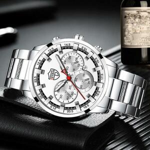T437 【Z】新品 DEYROS クロノグラフ 腕時計/827シルバー