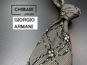 【超美品】GIORGIO ARMANI　アルマーニ　チェック柄　ネクタイ　3本以上送料無料　ブラックブラウン　0505001