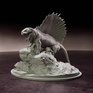 Dino and Dog DinD-230101 Dimetrodon on rock 1/48 3Dプリント ミニチュア D＆D TRPG 恐竜フィギュア