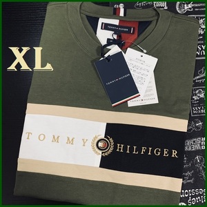 ICON INSERT TEE ロゴ刺繍　カーキ　XLサイズ　TOMMY HILFIGER #ngTOMMY