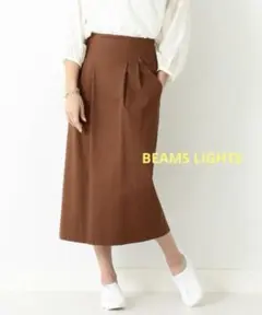 BEAMS LIGHTS◆コットンリネン オックスドビー スカート◆38◆麻混